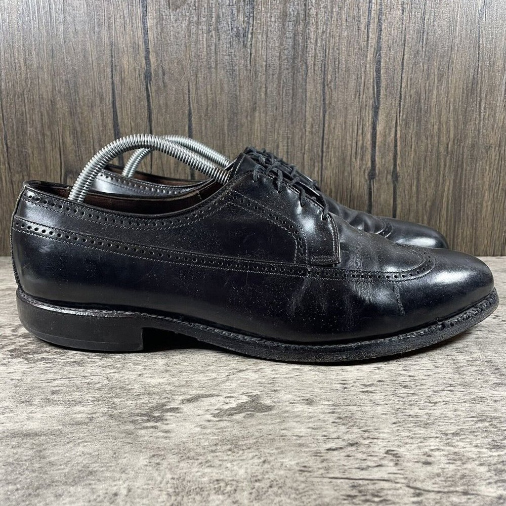 ALLEN EDMONDS Richmond Shoes Black Leather Dress Wingtip Derbys Men’s Size 10.5 - Picture 4 of 10